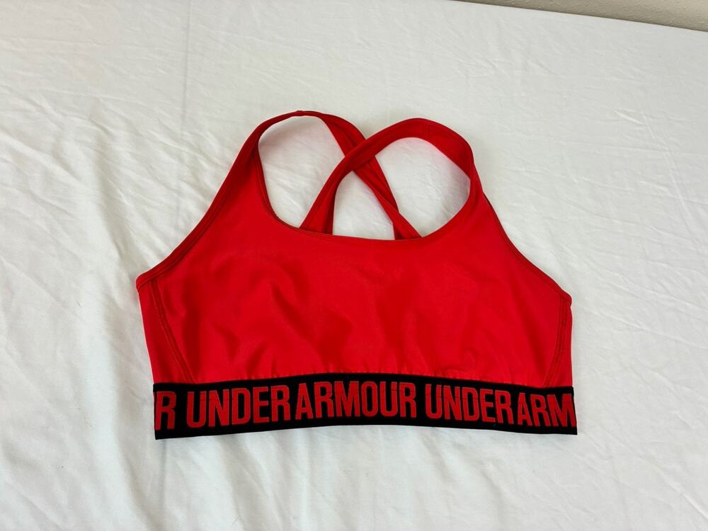 Under Armour Crossback Sports Bra Medium Support Women's Large Black Activewear